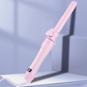 S1 Rotating Curling Iron in White | 1 inch Barrel for All Hair Types | Automatic Curling Iron | Easy-to-use Curling Wand | Long-Lasting (Color: Pink)